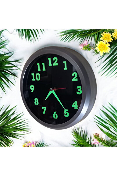 Bahat Mini Fosforlu Metal Duvar Saati Küçük Saat Çap 20 Cm 4 Adet Bez Çanta