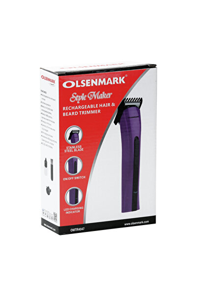 Olsenmark Rechargeable Hair Trimmer – Stainless Steel Blade, Led Indicator, High-speed Motor, 30 Min Use