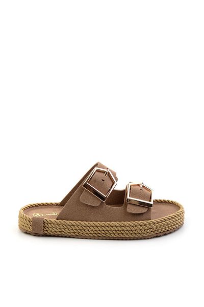 Bambi Mink Genuine Leather Women's Espadrille Slippers K 04553030001