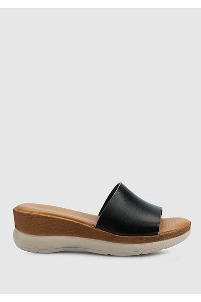 Eclipse Women's Slippers - Black Leather