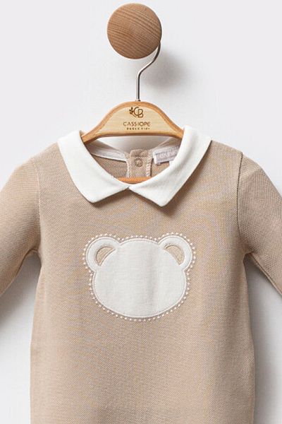 Cassiope Long Sleeve Teddy Bear Booties Collar Cotton Soft Textured Comfortable Baby Boy Jumpsuit