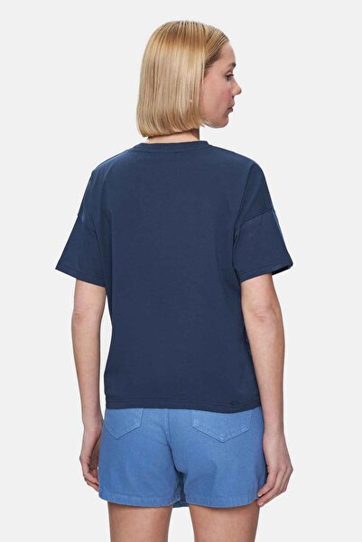 UCLA Γυναικείο μπλουζάκι ODETTE Navy Blue Crew Neck με στάμπα Loose Fit