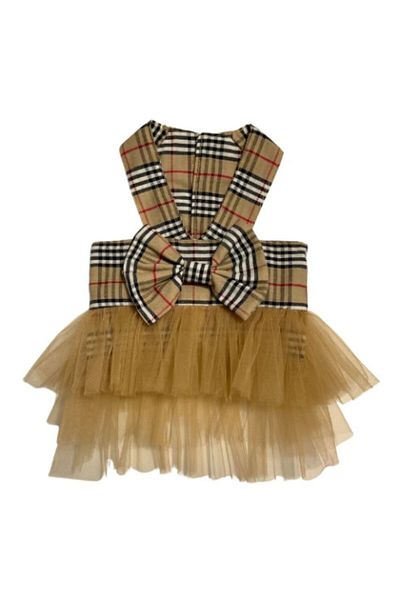 GedyCo Beige Plaid Small Breed Dog Dress - Tutu