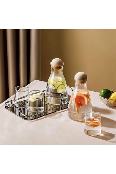 Generica 7-Piece Borosilicate Glass Pitcher Set with Cups for Water, Juice, Hot and Cold Drinks