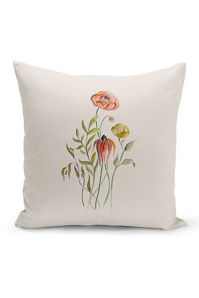 Bertille Home Set de 3 huse de pernă pentru pernă, cu imprimeu digital pe două fețe, seria Flower Spring (primăvară)