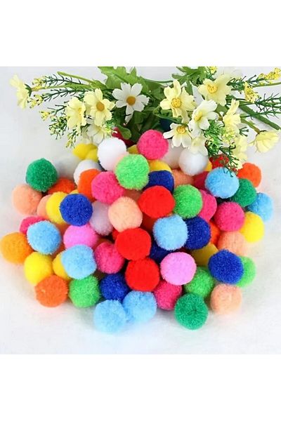 OZN AKSESUAR Colorful Pom Poms 2 cm 100 Pieces Diy, Event, Craft Materials.