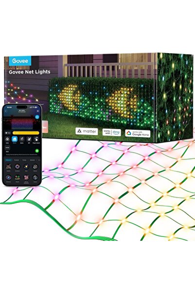 Govee Çalılar İçin Işık Zinciri Ağı, 480 LED'li, IP65 Su Geçirmez, Akıllı Uygulama ve Alexa Uyumu