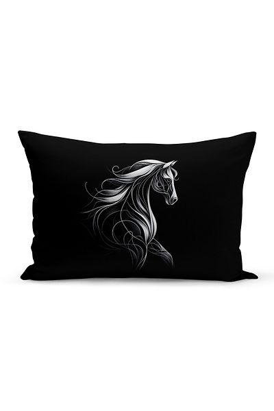 Bertille Home Husă de pernă cu imprimare digitală cu două fețe din seria Classic Horse (cal)