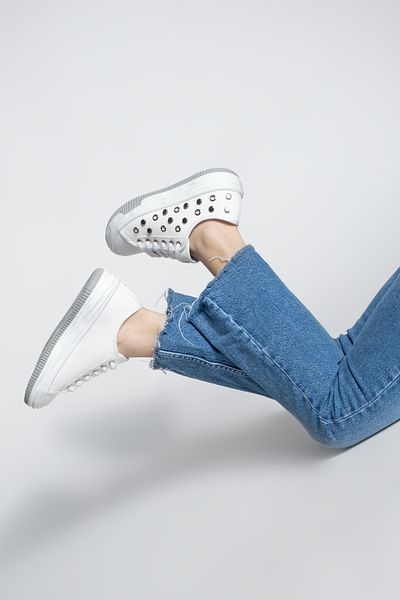 Marjin Damen Sneaker - Trock Stapled Lace-up Sneakers Weiß