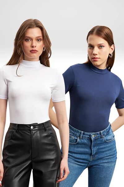 Bipantolon Γυναικεία μπλούζα Navy Blue White 2 Pack κοντομάνικη μπλούζα