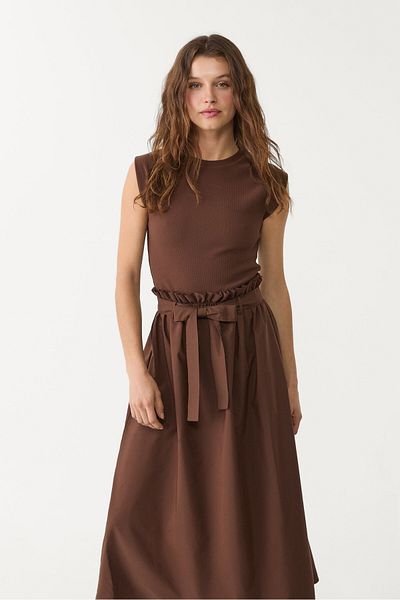 Stradivarius Midi dress in two materials