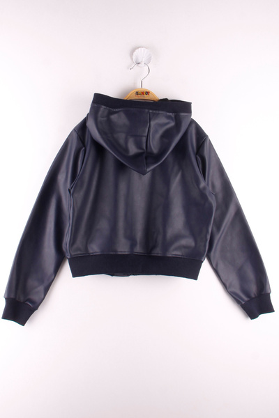 Toontoy Дівчача шкіряна куртка з капюшоном і кишенями