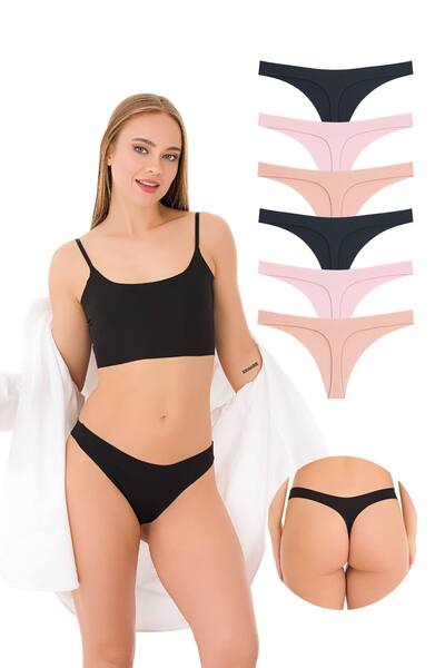 Newlilla 351 Women's Laser String Thong Pack of 6 Panties