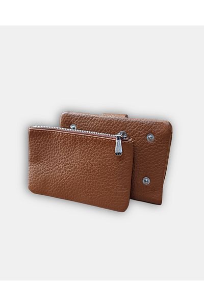 KY Women's Tan Brown Wallet Card Holder a Quality Soft Leather Medium Size