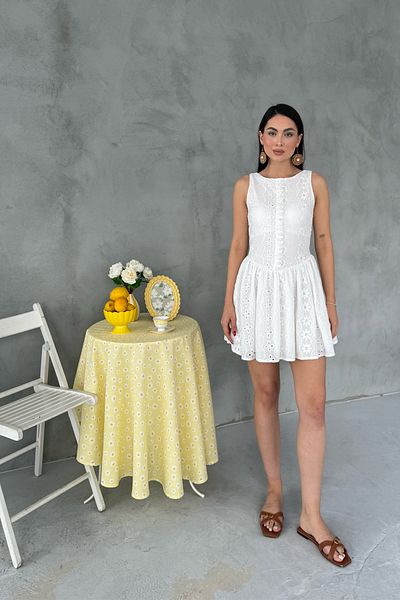 Seda Yalçın Atelier White Scallop Detailed Midi Dress