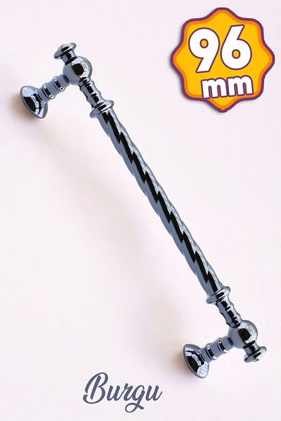 Badem10 Mâner de bucătărie pentru mobilier din metal, țurbit, afumat, 96 mm, dulap și capac