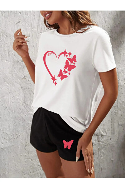 Wish BF Σετ μπλουζάκι με στάμπα Butterfly Heart Oversize
