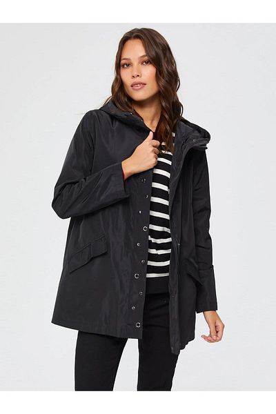 Faik Sönmez Hooded Black Women's Trench Coat U67542