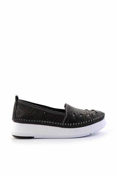 Bambi Schwarze Damen-Freizeitschuhe aus echtem Leder K 01908005403