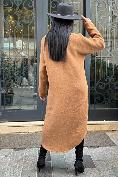 Juuuj Tan Double-Sided Soft Texture, Applique Detail, Double Stamp Shirt Dress