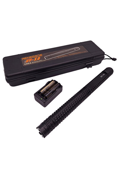 Depox Elektrošokový přístroj a svítilna, Renegade X8, kovový, 35 cm, černý, v...