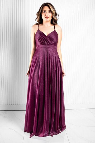 Modaviki Glitter Tulle Evening Dress Plum Mdv366