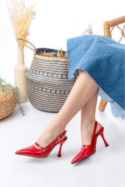 Egepass Eliz Single Band Elegant Women's Heeled Shoes with Elegant Buckle