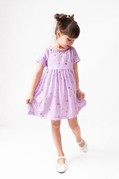 BUUFUU Cotton Short Sleeve Printed Girl's Dress