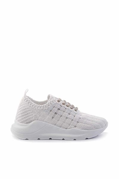 Bambi Białe Lame Stone Damskie Buty Casualowe K01792015216