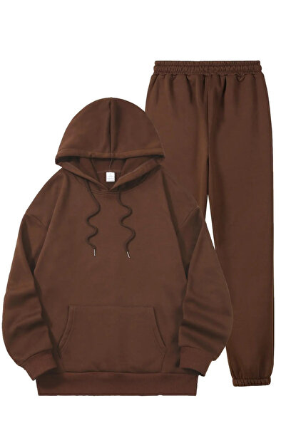 PENTHİLUS Cute Cat Print Casual Sportswear Set with Hooded Sweatshirt and Pants