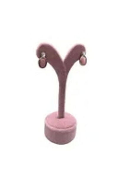 MeGass Dekor Domestic Production Suede Fabric Pink Color 12 Cm Earring Display Accessory