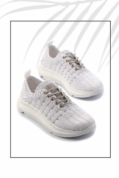 Bambi Weiße Lame Stone Damen-Freizeitschuhe K 01792015116