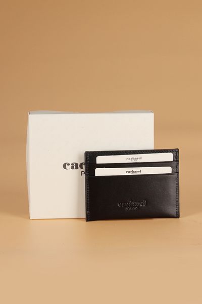 Cacharel 1983 Genuine Leather Men's Wallet Card Holder Tree Shell Black
