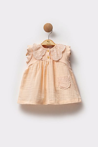Cassiope Summer Cotton with Sleeveless Lace Collar Comfortable Casual and Special Casual Eid Girl Baby Dress