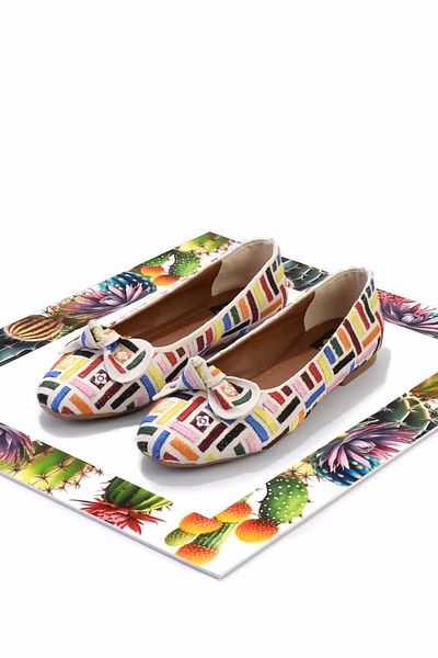 Bambi Ecru Embroidered Women's Ballerinas01641167182