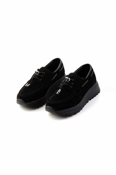 Bambi Loafer de damă din piele de căprioară naturală neagră - K 01809047002