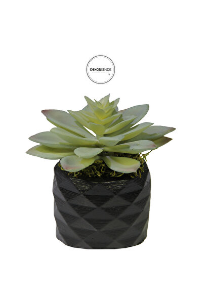 Dekorsende Mini suculent artificial Echeveria verde deschis cu ghiveci de 12 cm