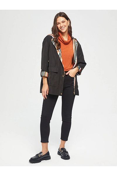 Faik Sönmez Hooded Oversize Midi Trench Coat - 3/4 Sleeve