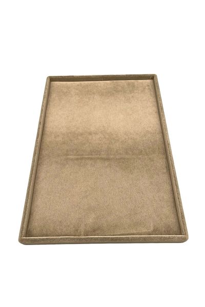 MeGass Dekor Domestic Production Suede Fabric Milk Coffee Color 34/24 cm Jewelry Serving Presentation Table