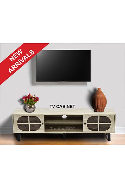 TrentonGCC Contemporary Tv Console With 2 Doors And Open Shelves – 160x40x45 Cm