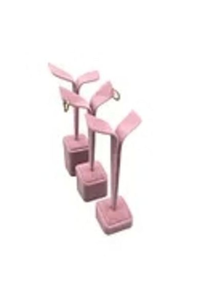 MeGass Dekor Domestic Production Suede Fabric Multiple Pink Color 20/17/15 Cm Earring Display Accessory
