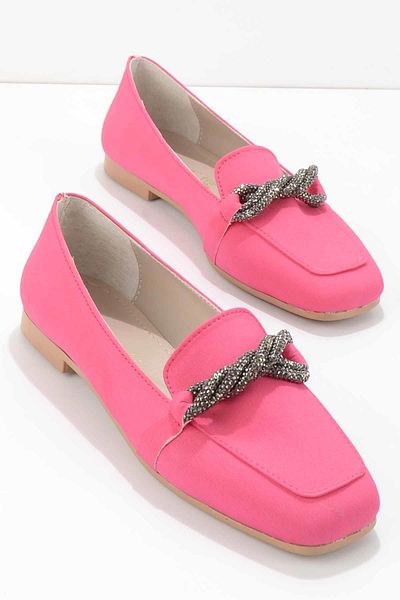 Bambi Γυναικεία Loafer Παπούτσια Ματ Φούξια Σατέν Κ 01641166438