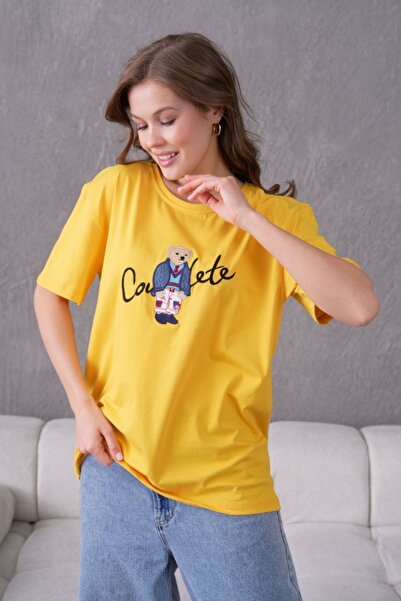 Oasis Ведмедик з вишивкою, великий розмір/оверсайз футболка