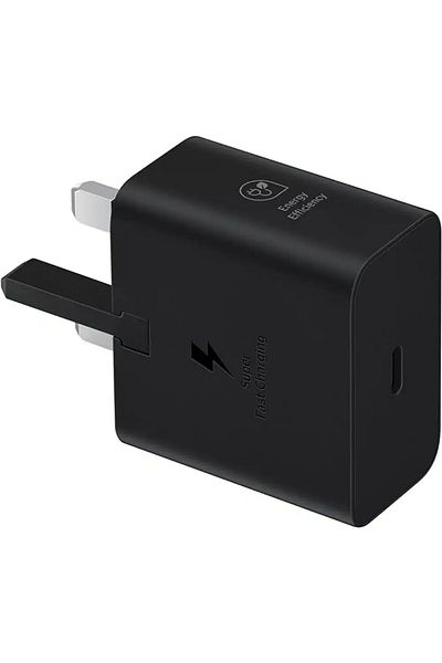 Samsung 25w Pd Usb-c Adapter, 3 Pin Plug, Fast Charging For Devices, Durable Design, Black