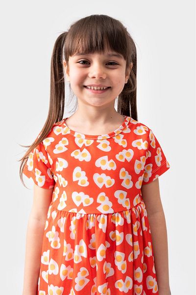 BUUFUU Cotton Short Sleeve Printed Girl's Dress