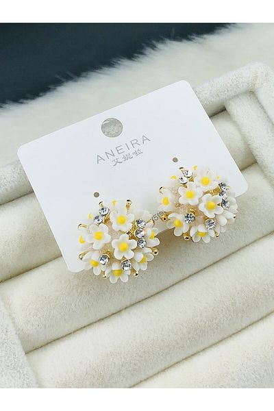 DS DİAMONDSHOP Re-Season Earrings Flower Watermark New Season Bykp- 202505706