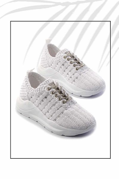 Bambi Białe Lame Stone Damskie Buty Casualowe K01792015216