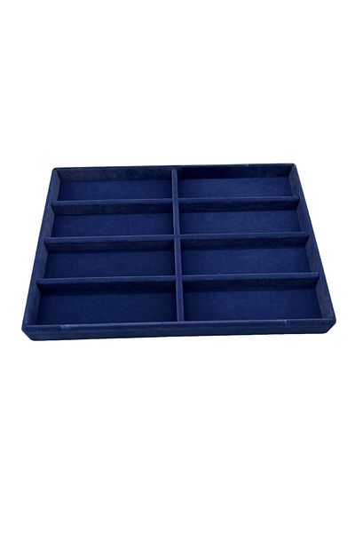 MeGass Dekor Domestic Production New York Model Suede Suede Fabric Dark Blue Color Compartmented Drawer Glasses Stand