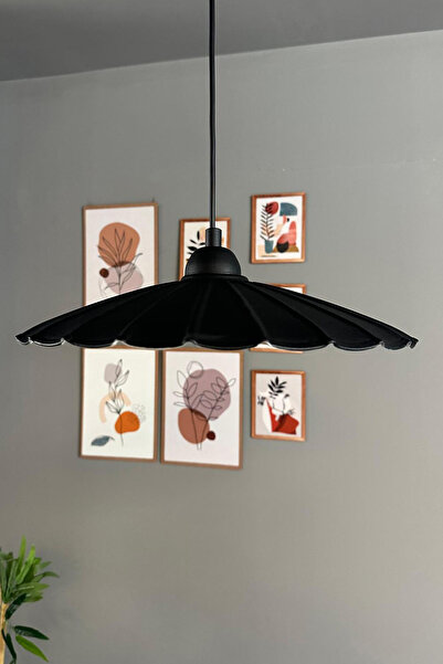 Bamyum Risso Siyah Metal Büyük Avize Tekli Rustik Cafe Mutfak Modern Sarkıt Aydınlatma