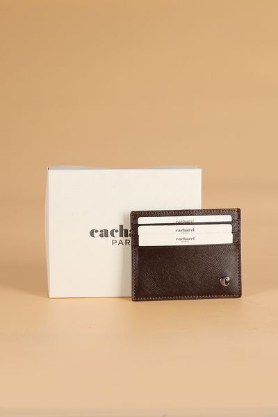 Cacharel 0244 Genuine Leather Men's Wallet Card Holder Lacos Brown